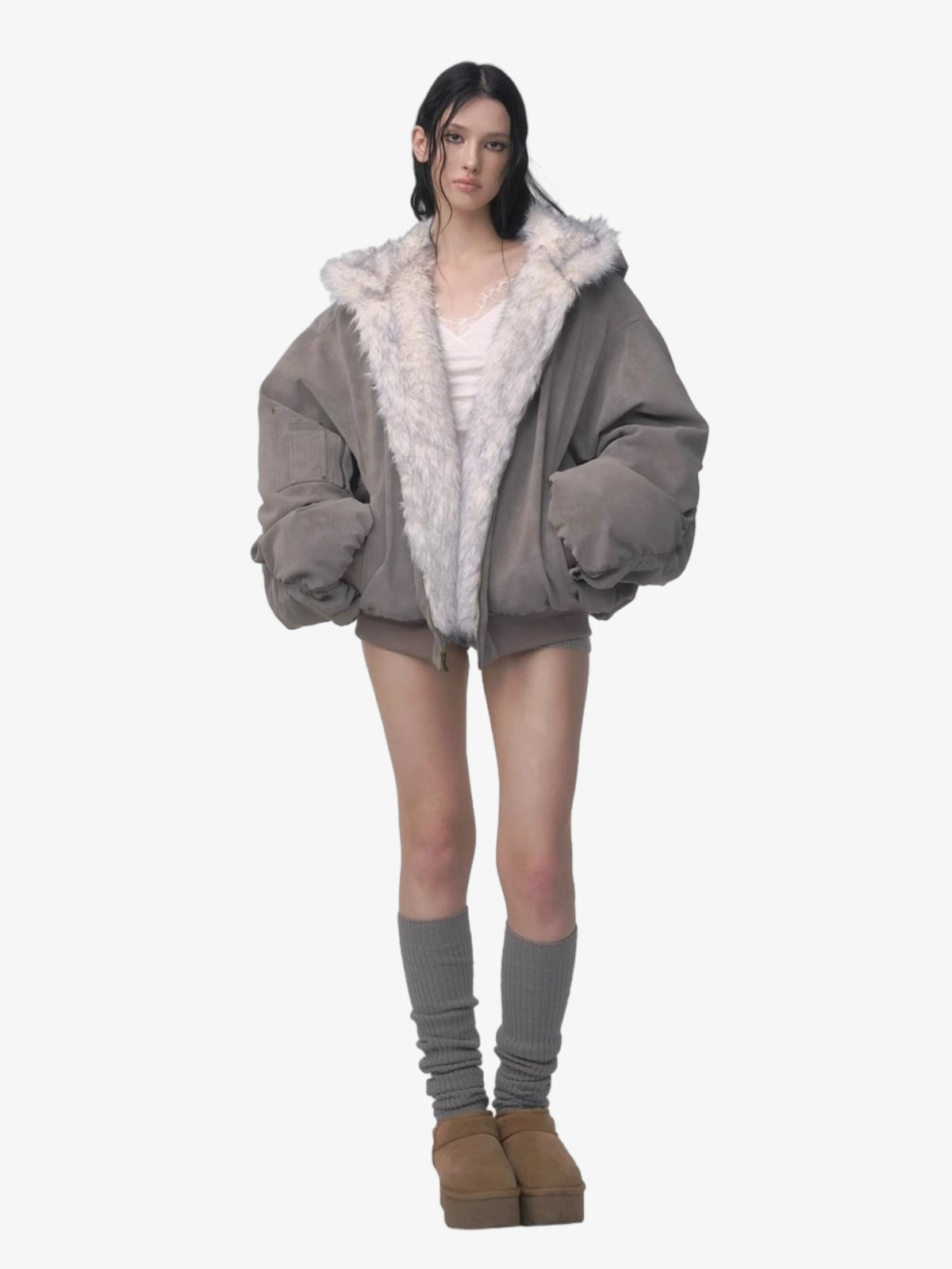 Winter Warmth Bomber Jacket with Faux Fur Trim - Stylish and Cozy Outerwear for Cold Weather