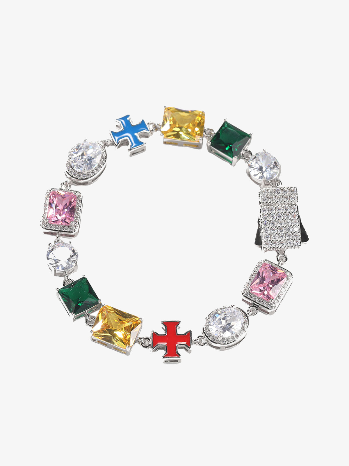 Colorful Zircon Evil Eye Cross Necklace
