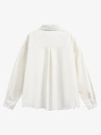 Fun Distressed Raw-edge Printed Long-sleeved Shirt 