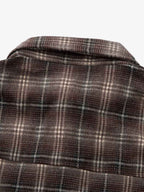 Street Faux Two-piece Damaged Plaid Long-sleeved Shirt 