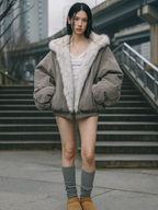 Oversized Reversible Fur Hooded Jacket
