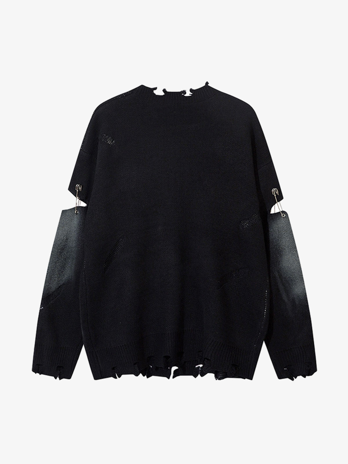 Vintage Spray-Painted Cross Hole Knit Sweater 