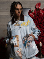 Artistic Denim Jacket and Pants Set - Perfect for Fashion-Forward Streetwear Enthusiasts 