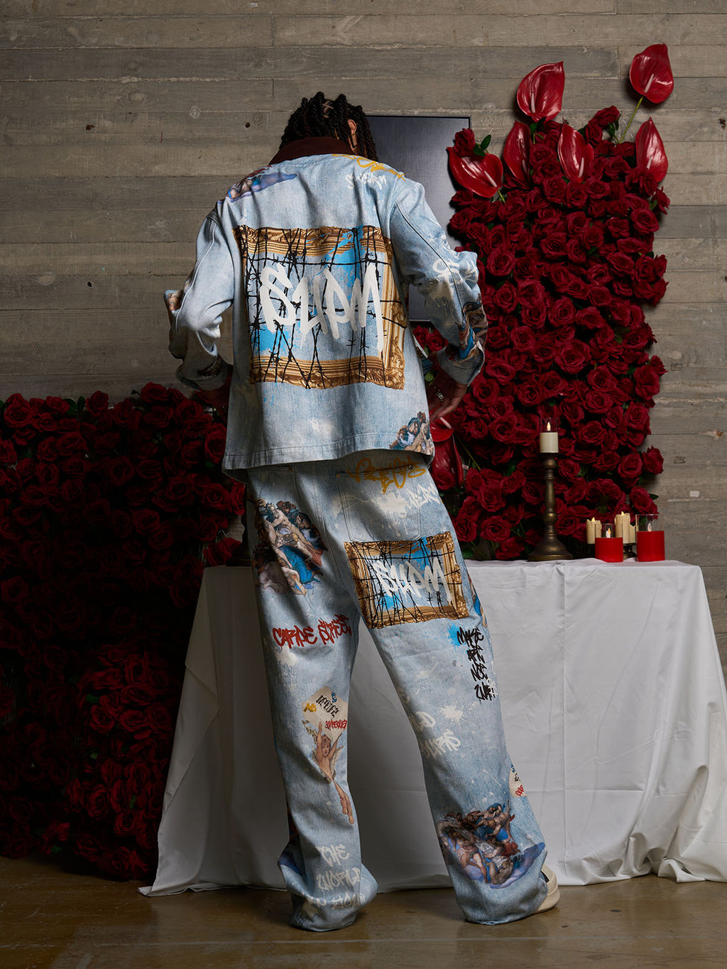 Artistic Denim Jacket and Pants Set - Perfect for Fashion-Forward Streetwear Enthusiasts 