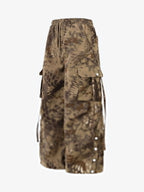 Camouflage Cargo Culottes with Adjustable Drawstring and Side Slits 