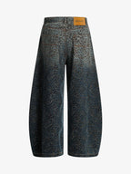 Street Leopard Print Barrel Jeans 