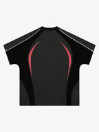 Contrast Color Stitching V-neck Short-sleeved T-shirt 