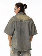 Distressed Ripped Denim Suit - 2460 