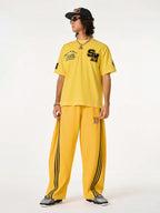 Fleece Vintage Side Stripe Drape Paratrooper Machete Wide Leg Pants - 2488 