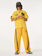 Fleece Vintage Side Stripe Drape Paratrooper Machete Wide Leg Pants - 2488 