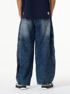 Striped Stitching Barrel Jeans - 2423 