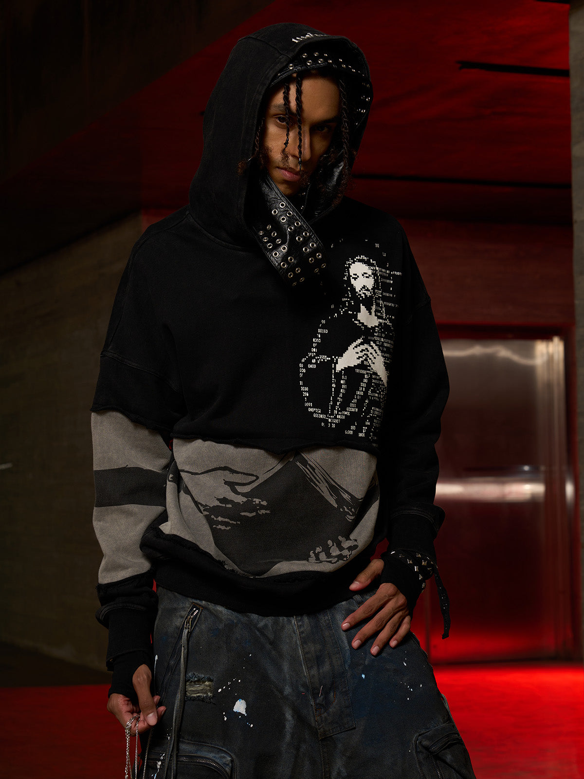 Distressed Electronic Exorcist Print Hoodie 