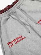 Wide-Leg Lounge Pants with Plaid Waistband and Stylish Lettering 