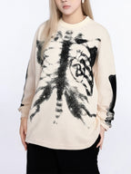 Skeleton Graphic Waffle Crewneck – Spooky Halloween Vibes 