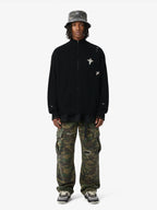 Woven Ripped Camouflage Flared Cargo Pants - 2410 