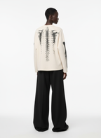 Skeleton Graphic Waffle Sweatshirt – Spooky Halloween Vibes - 2495 