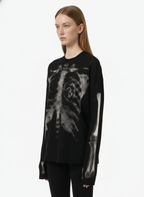 Skeleton Graphic Waffle Sweatshirt – Spooky Halloween Vibes - 2495 