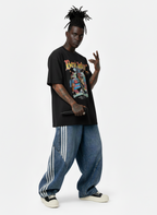 Denim Contrast Striped Stitching Barrel Jeans 