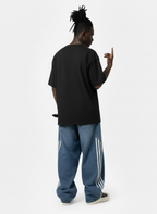 Denim Contrast Striped Stitching Barrel Jeans 
