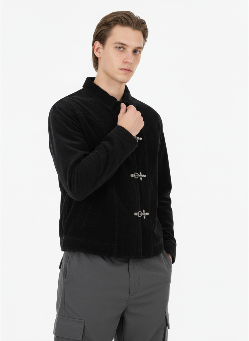 Retro Unique Metal Button Suede Lapel Bomber Jacket 