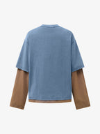 Street Color Matching Faux Two-piece Printed T-shirt 