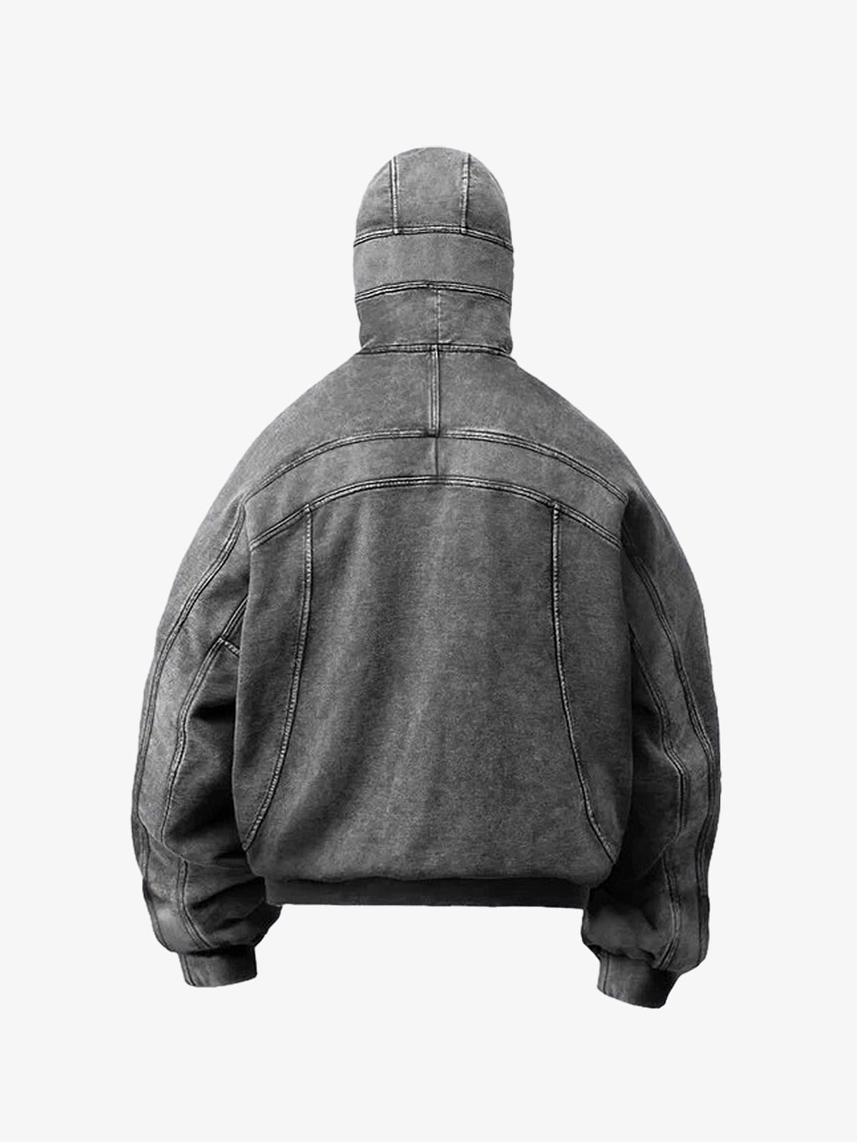 Thesupermade Retro Hip-hop Washed Distressed Deconstructed Design Zipper Hooded Cardigan Sweatshirt Jacket 