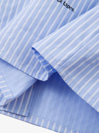 Striped Short-Sleeve Shirt with Graphic Print and Layered Sleeves 