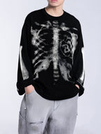 Skeleton Graphic Waffle Crewneck – Spooky Halloween Vibes 