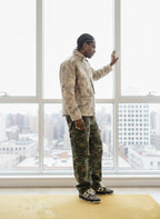 Woven Ripped Camouflage Flared Cargo Pants - 2410 