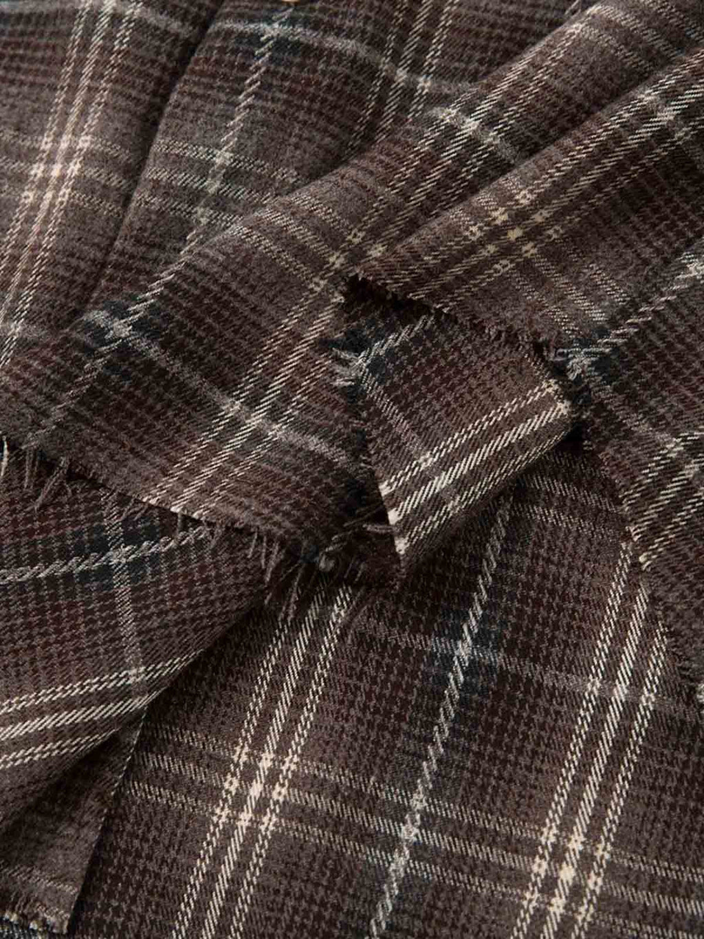 Street Faux Two-piece Damaged Plaid Long-sleeved Shirt 