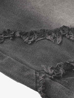Washed Distressed Raw Edge Barrel Jeans - 2402 