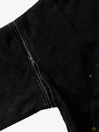 Street Washed Distressed Stitching Rivet Hooded Jacket 