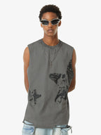 Thesupermade Vintage Necklace Star Print Hip-hop Tank Top - 2070 