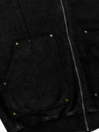 Street Washed Distressed Stitching Rivet Hooded Jacket 