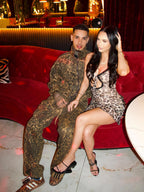 Thesupermade Cheetah Print Suede Tracksuit - 2277 