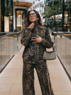 Thesupermade Cheetah Print Suede Tracksuit - 2277 