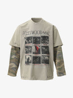 Distressed Camouflage Faux Two-Piece Graphic T-Shirt - 2420 