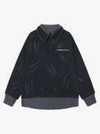 Wasteland Style Retro Washed Faux Two-Piece Shirt 
