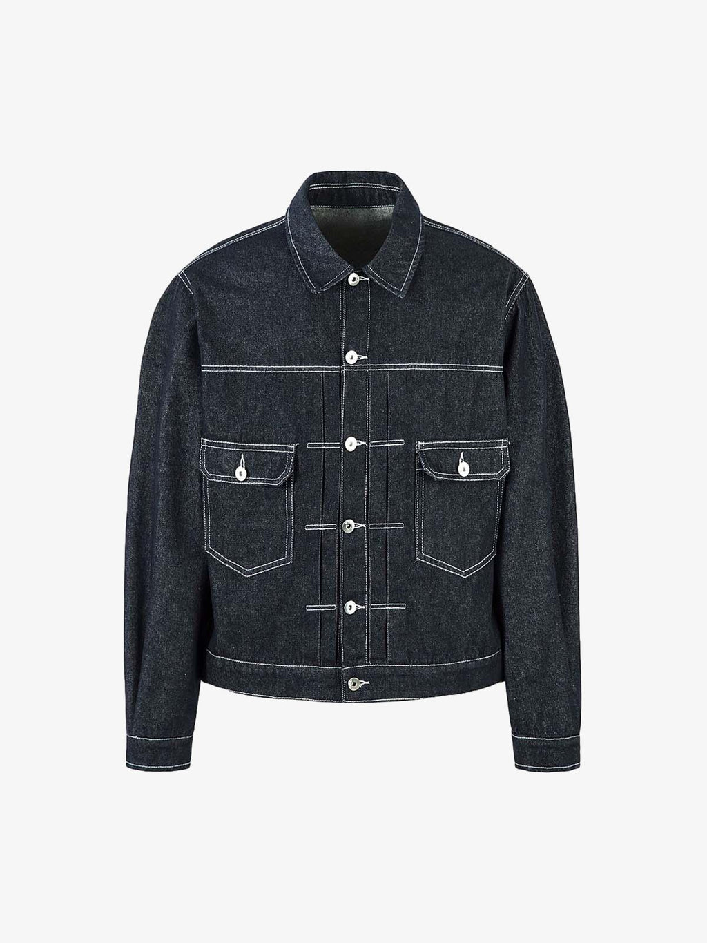 Retro Heavy Washed Contrast Color Denim Jacket 