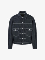 Retro Heavy Washed Contrast Color Denim Jacket 