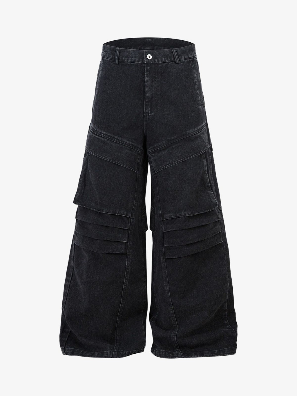 Deconstructed Split Pleated Pocket Cargo Jeans 
