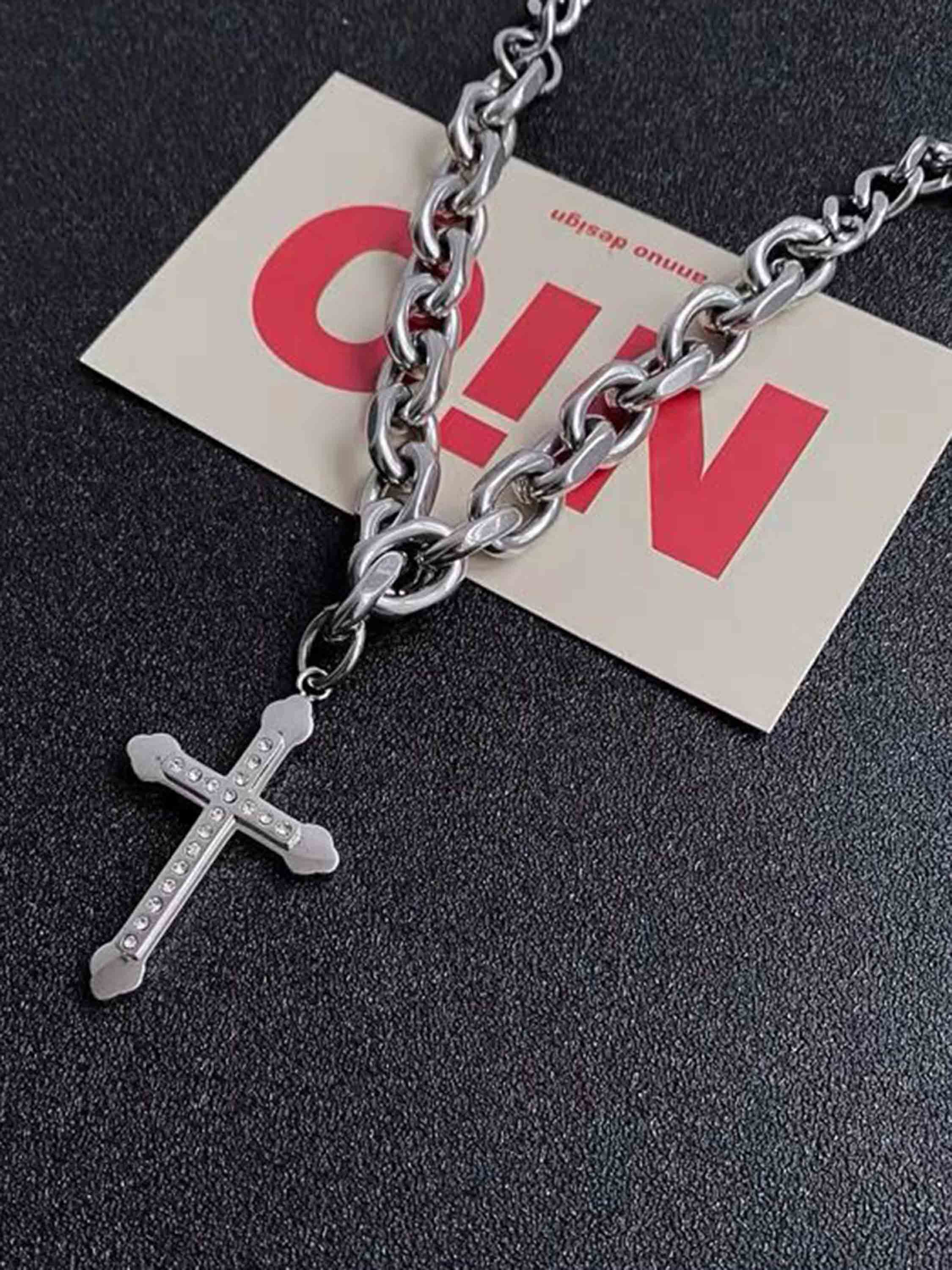 Thesupermade Black Cross Necklace -1131 