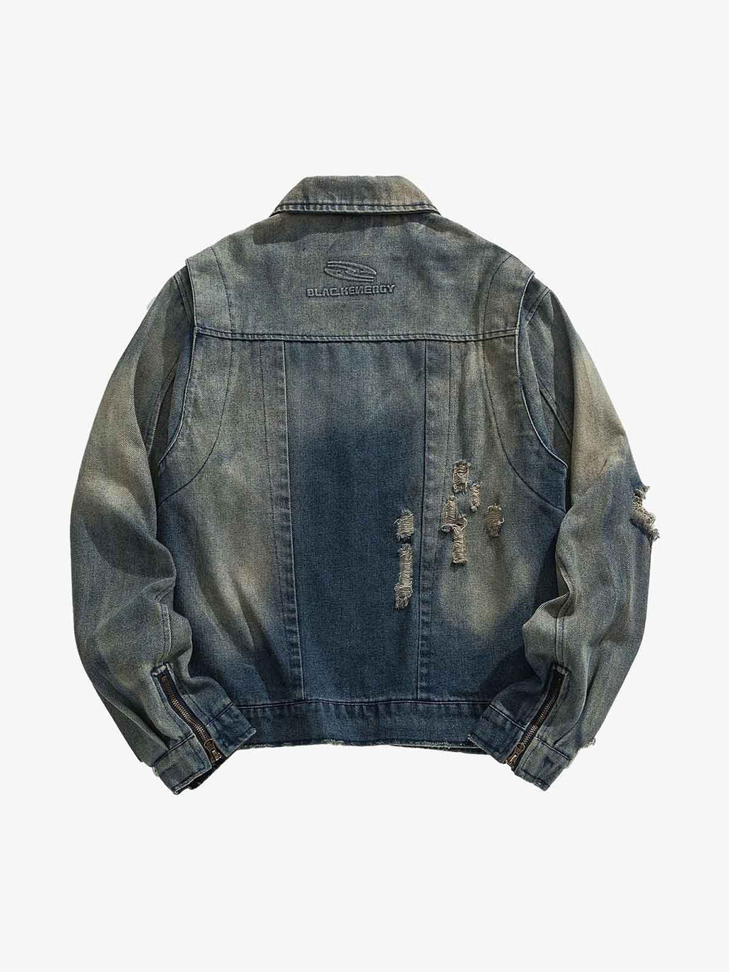 High Street Hip-hop Distressed Washed Denim Jacket - 2243