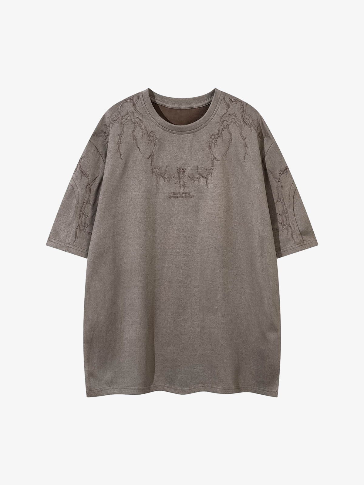 Thorn Embroidery Suede T-Shirt 