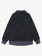 Wasteland Style Retro Washed Faux Two-Piece Shirt 