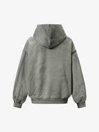 Street Washed Distressed Stitching Rivet Hooded Jacket 
