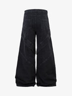 Deconstructed Split Pleated Pocket Cargo Jeans 