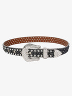 Thesupermade Studded Rhinestone Hip Hop Belt - 1691 