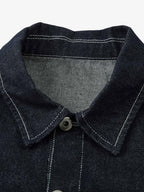 Retro Heavy Washed Contrast Color Denim Jacket 