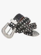Thesupermade Studded Rhinestone Hip Hop Belt - 1691 